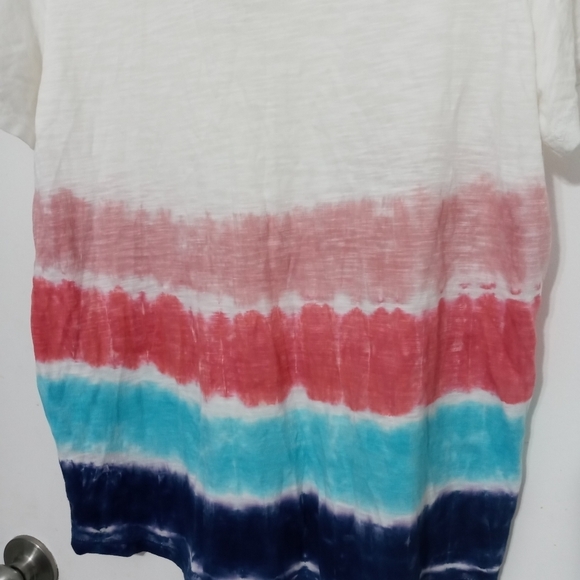Jessica Simpson MultiColor Tie Dye Carly Short Sleeve V Neck Blowout T Shirt - Picture 9 of 9